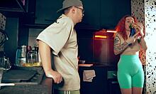 morning kitchen doggystyle ends with her cum covered