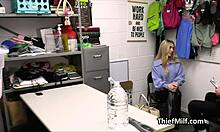 Two Guards Pound Busty Milf's Mouth and Pussy at Office