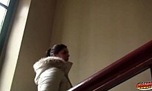 21yr old curvy july johnson from berlin tricked by german scout into rough cowgirl ride in her flat