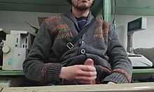 Skinny Employee Jerks Monster Cock Boss Watches Nearby