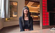 skinny latina brazilian with big natural tits wet pussy small waist does submissive first time casting riding pov interview