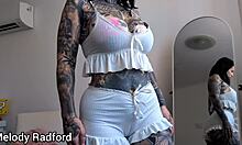 she slips into sexy sleepwear trying on curvy milf outfits in the bedroom all casual like