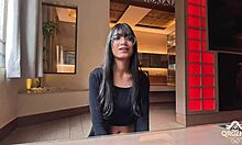 skinny latina brazilian with big natural tits wet pussy small waist does submissive first time casting riding pov interview