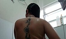 wet brazilian babe fingers pussy and ass with toy in bath 🚿🍑