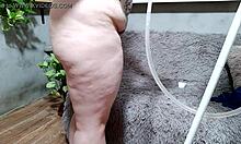 mommy's fat ass takes brutal home enema then fingers to orgasm 💦😩