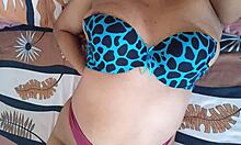 Busty big ass stepmom hands wet pussy in morning panties