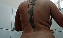 wet brazilian babe fingers pussy and ass with toy in bath 🚿🍑