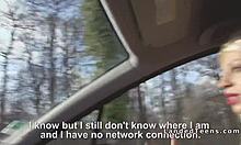 Blonde Hitchhiker With Red Lips Enjoys Cock Sucking In Car