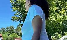 chubby latina's big ass farts poolside in relaxed summer vibes