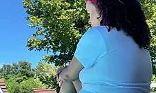 chubby latina's big ass farts poolside in relaxed summer vibes