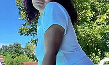 chubby latina's big ass farts poolside in relaxed summer vibes