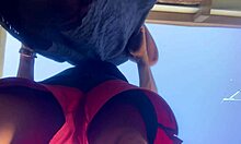 Neighbor girl next door lifts skirt for outdoor upskirt DOGGYSTYLE pussy pounding