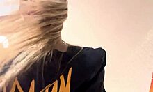 redhead babe, ever tried a huge dildo stretching your tight pussy first time close-up?