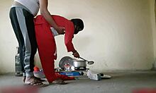 in the kitchen, the indian stepsister pulls him in for a quick horny fuck session like no tomorrow