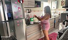 oops chubby ebony wife farts accidentally while bakin cute cupcakes in kitchen