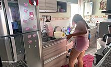 oops chubby ebony wife farts accidentally while bakin cute cupcakes in kitchen