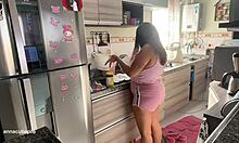 oops chubby ebony wife farts accidentally while bakin cute cupcakes in kitchen