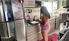 oops chubby ebony wife farts accidentally while bakin cute cupcakes in kitchen
