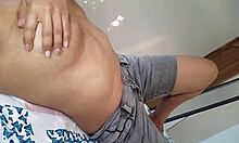 latina teen flaunts huge natural tits massages puffy nipples till jeans soak wet