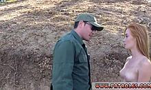 Redhead Border Hopper Submits to Cop's Massive Cock Domination