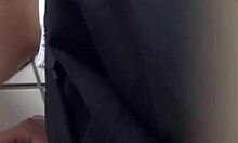 Voyeur cam catches asian teen babe masturbating outdoors pulling panties aside showing small tits nipples