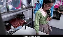 nerdy latina claire black strips for ryan mclane after shoplift bust sex deal