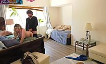 Stepmom tempts stepson into bedroom for taboo frisky play turning steamy