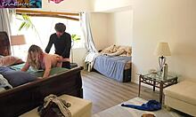 Stepmom tempts stepson into bedroom for taboo frisky play turning steamy