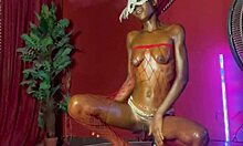 Halloween Tease Dances Rips Clothes Plays Wet Pussy Asshole for Fan