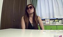 japanese teen model in glasses gets seduced into uncensored jav creampie fuck doggystyle and cowgirl 😍💦