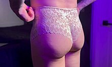 Plump Femboy Shakes Bubble Butt in Lingerie Close-Up Solo Tease