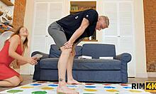 yo that twister game with the redhead girlfriend turned into hot rimjob and pussy sex quick!