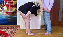 Stepmom's Short Skirt Hiked Up Bent Over for Hard Ass Pounding by Stepson!