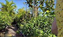 blonde wifey flashes big tits braless in cute summer dress outdoors exhibitionist