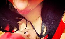 i come home from work and she gives me a close-up blowjob swallows every drop