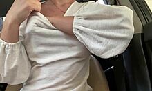 What if public car masturbation by young milf teen turns into squirting orgasm creampie right there?