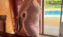 Busty milf catches husband cheating and confronts his big black cock side piece up close