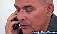 i cant believe this shaved petite teen model spreads for grandpa's old cock in missionary cunilingus creampie