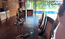 Busty milf catches husband cheating and confronts his big black cock side piece up close