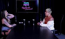 Ever wondered how naughty Just Joana gets in her see-through red interview on Porn Cast Brazil part 2?