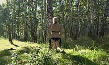 Pregnant Milf Shoves Dildo in Hairy Pussy While Walking Public Park in Bikini