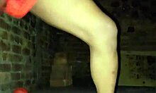 piss play turns wild in locked chastity cage outdoors