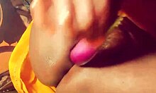 Indian Wife Pounds Pussy with Thick Brinjal