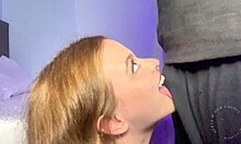 Petite Stepsister Records Sloppy Deepthroat Blowjob Gagging on Cock for Ex