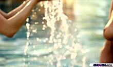 Bffs skip class for hot facesitting pussy licking on petite shaved teens