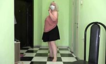 mature milf jumps rope in stockings shaking saggy big boobs and fat ass 🔥🍑