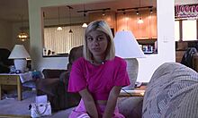 Blonde Lilith Grace rides boss Seth Brogan's cock doggystyle to creampie