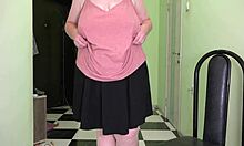 mature milf jumps rope in stockings shaking saggy big boobs and fat ass 🔥🍑