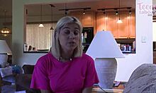 Blonde Lilith Grace rides boss Seth Brogan's cock doggystyle to creampie