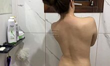 Hot soft blowjob in the bath covers her with thick cum load!